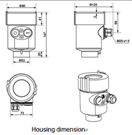 RKL-02 Radar Liquid Level Transmitter Housing Dimension