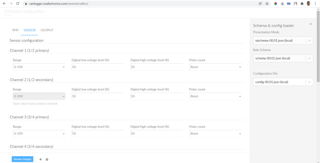 css canmod input config editor gui analog